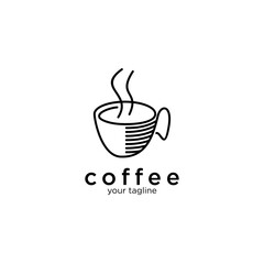 coffee mug line art logo with monoline design. coffee logo tempate