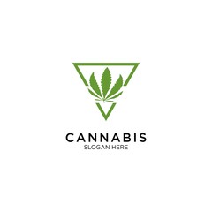 cannabis marijuana natural logo template 