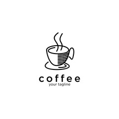 coffee mug line art logo with monoline design. coffee logo tempate