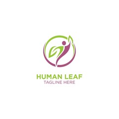 human with leaf nature logo for spa logo template