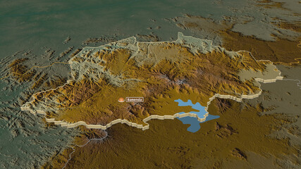 Nord-Ouest, Cameroon - extruded with capital. Relief