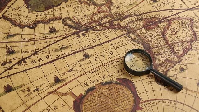 Close up of an old vintage map with map markings and directions
