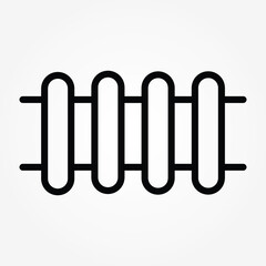 fence icon. simple outline fence vector icon. on white background.