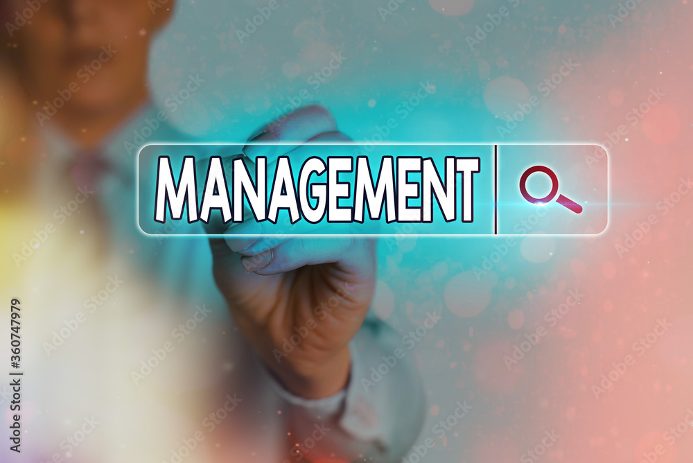 Poster writing note showing management. business concept for the authoritative act of directing or controll