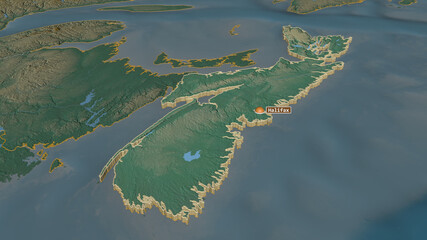 Nova Scotia, Canada - extruded with capital. Relief