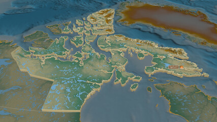Nunavut, Canada - extruded with capital. Relief