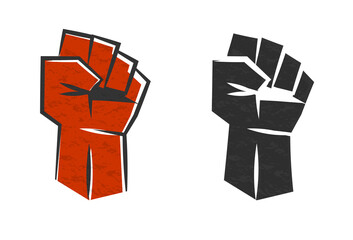 Red clenched fist symbol of revolution vector