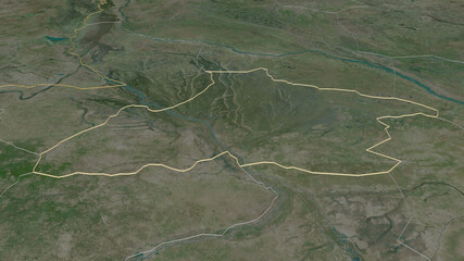 Tandjilé, Chad - outlined. Satellite