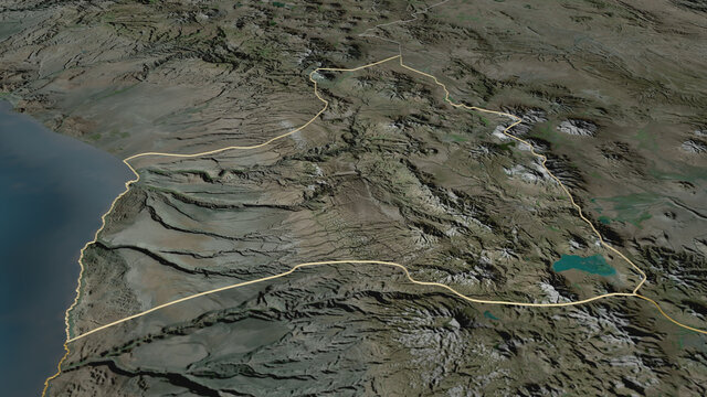 Arica y Parinacota, Chile - outlined. Satellite