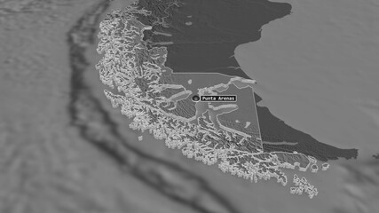 Magallanes y Antártica Chilena, Chile - extruded with capital. Bilevel © Yarr65