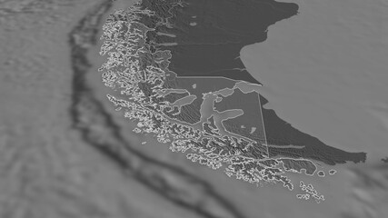 Magallanes y Antártica Chilena, Chile - outlined. Bilevel © Yarr65