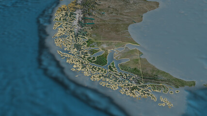 Magallanes y Antártica Chilena, Chile - outlined. Satellite © Yarr65