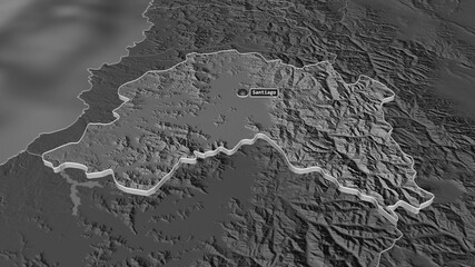 Regi&oacute;n Metropolitana de Santiago, Chile - extruded with capital. Bilevel