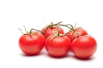 Red tomatoes on white background