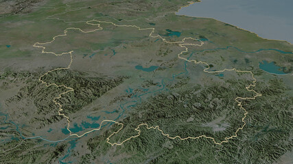 Anhui, China - outlined. Satellite