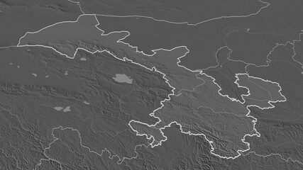 Gansu, China - outlined. Bilevel