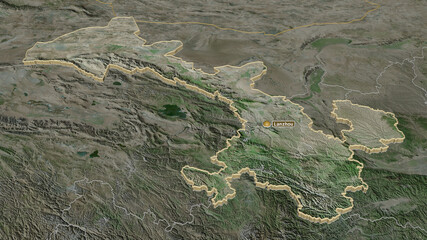 Gansu, China - extruded with capital. Satellite
