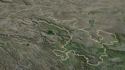 Gansu, China - outlined. Satellite