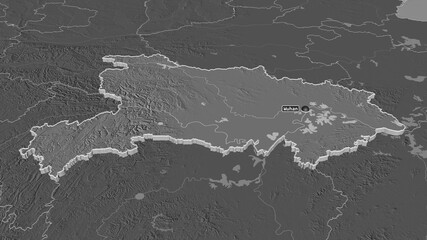 Hubei, China - extruded with capital. Bilevel