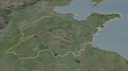 Shandong, China - outlined. Satellite