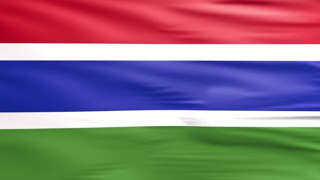 Waving flag. National flag of Gambia. Realistic 3D animation