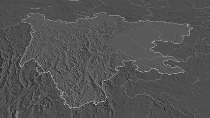 Sichuan, China - outlined. Bilevel