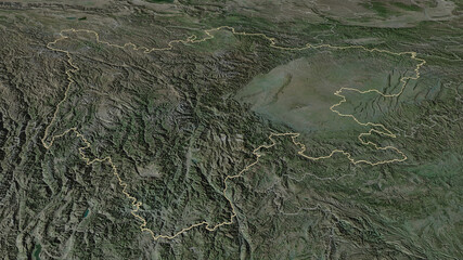 Sichuan, China - outlined. Satellite