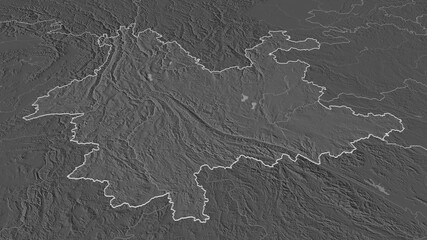 Yunnan, China - outlined. Bilevel