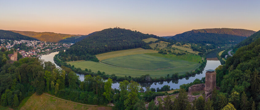 The Neckar Loop near Neckarsteinach in Germany.