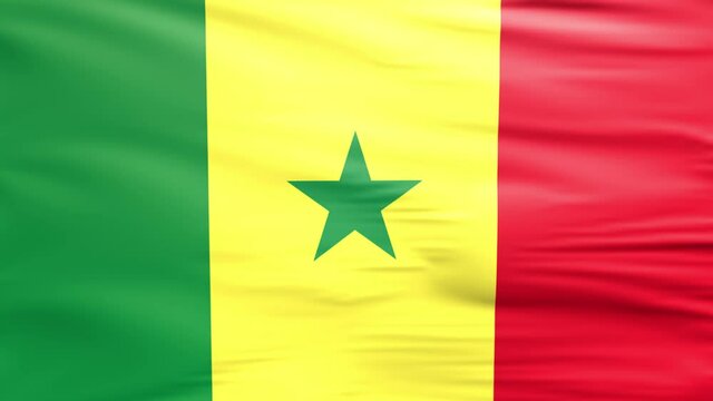 Waving flag. National flag of Senegal. Realistic 3D animation