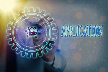 Writing note showing Application. Business concept for an order for something formal and usually...