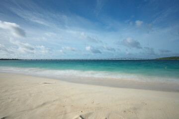 Okinawa,Japan-June 21, 2020: Kurima bridge connecting Miyakojima island and Kurima island in Japan
