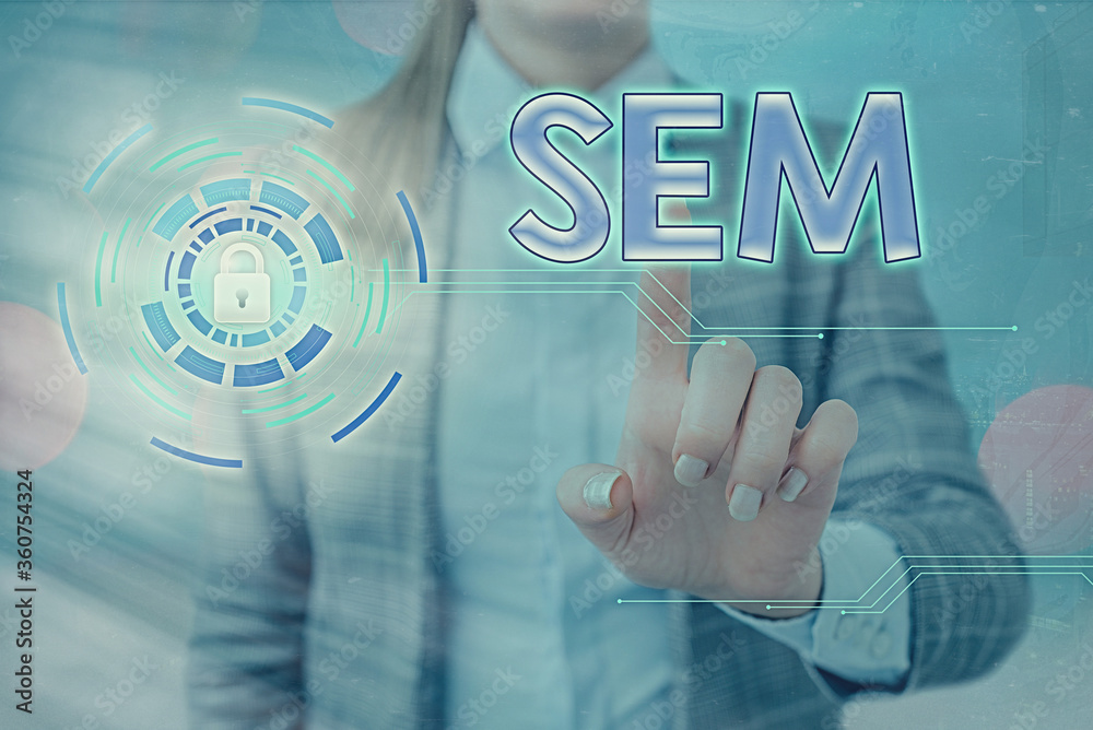 Poster word writing text sem. business photo showcasing search engine marketing internet marketing involves