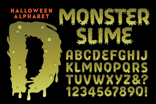 A Vector Halloween-Themed Font Called Monster Slime; Perfect for Anything Creepy, Grotesque, or Scary, but with a Humorous Vibe