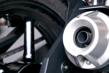 Silver motorcycle exhaust pipe