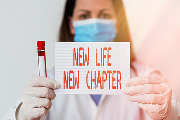 Conceptual hand writing showing New Life New Chapter. Concept meaning modification of brand or...
