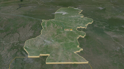Kasaï, Democratic Republic of the Congo - extruded with capital. Satellite