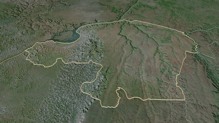Kinshasa, Democratic Republic of the Congo - outlined. Satellite