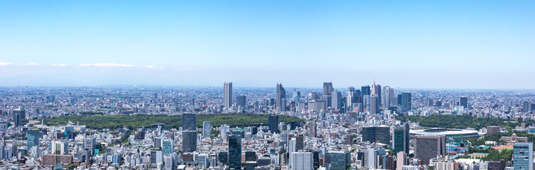 (東京都-風景パノラマ)青空と新宿方面風景３