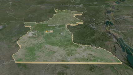 Maniema, Democratic Republic of the Congo - extruded with capital. Satellite