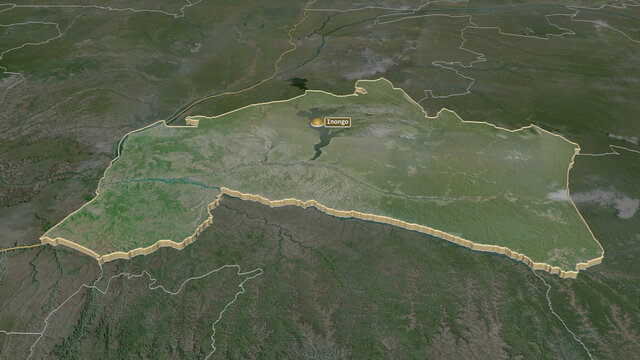 Ma&iuml;-Ndombe, Democratic Republic of the Congo - extruded with capital. Satellite