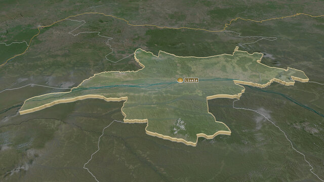 Mongala, Democratic Republic of the Congo - extruded with capital. Satellite