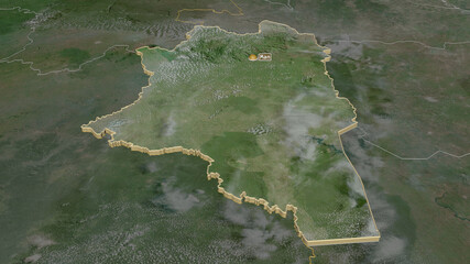 Montagnes, Côte d'Ivoire - extruded with capital. Satellite