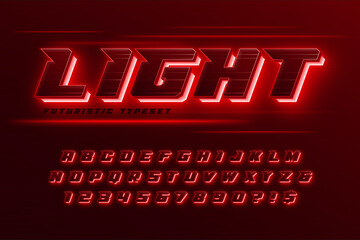 Futuristic dynamic alphabet, extra glowing space design