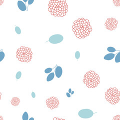 Seamless pattern with flowers and leaves - 360758950