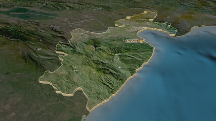Barahona, Dominican Republic - extruded with capital. Satellite
