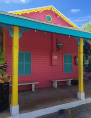 Fototapeta na wymiar Freeport Grand Bahama - Bahamas Caribean Primary shopping colorful venues for tourists include the International Bazaar near downtown Freeport and the Port Lucaya Market Place in Lucaya