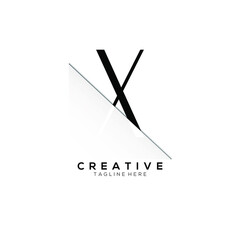 X Black Letter Logo Design with Creative Paper Cut