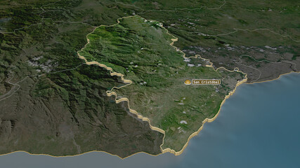 San Cristóbal, Dominican Republic - extruded with capital. Satellite