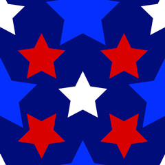 Fourth of July Seamless Vector Pattern Perfect Red White and Blue Stars Perfect for Surfaces, Backgrounds, Fabric, Wallpaper, Scrapbooking - 360760128